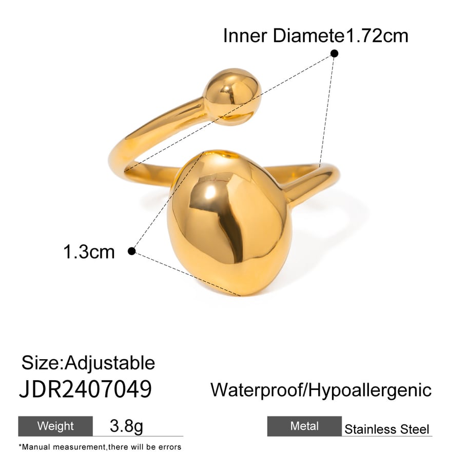 1 Pair Simple Series Simple Geometric Stainless Steel 18K Gold Plated Women Adjustable Rings Picture2