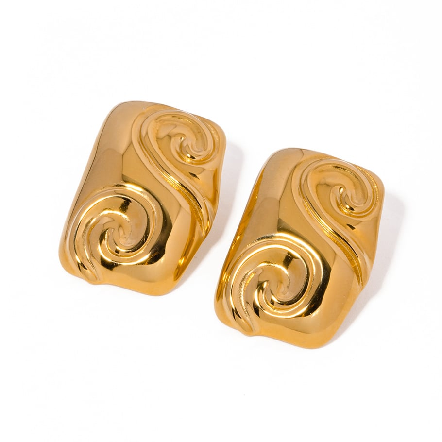 1 Pair Simple Series Simple Geometric Stainless Steel 18K Gold Plated Women Stud Earrings Picture2