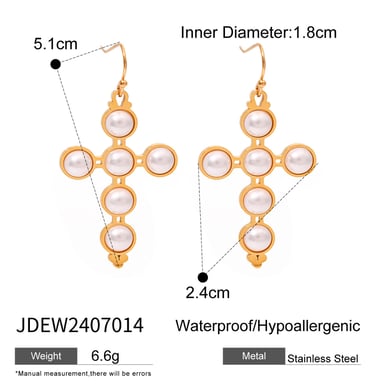 1 Paar Simple Series Retro Kreuz Edelstahl 18 Karat vergoldet Kunstperle Damen Ohrringe Set h5 Bild2