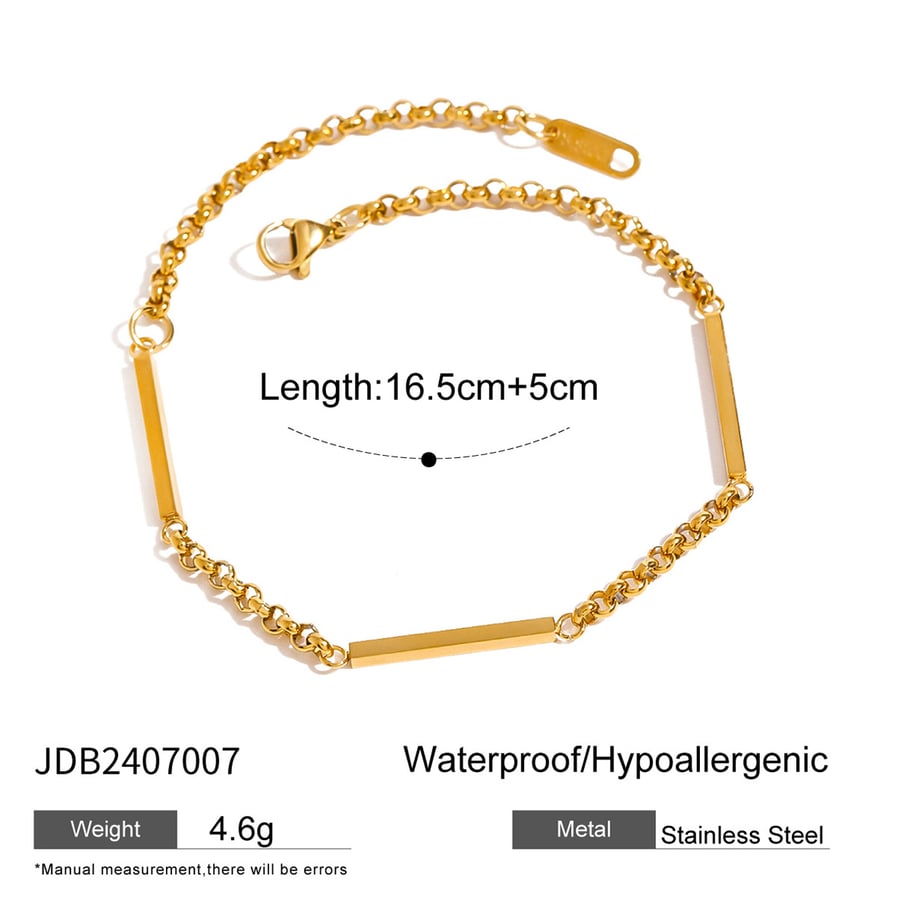 1 Piece Simple Series Simple Solid Color Stainless Steel 18K Gold Plated Women chain bracelets Picture2
