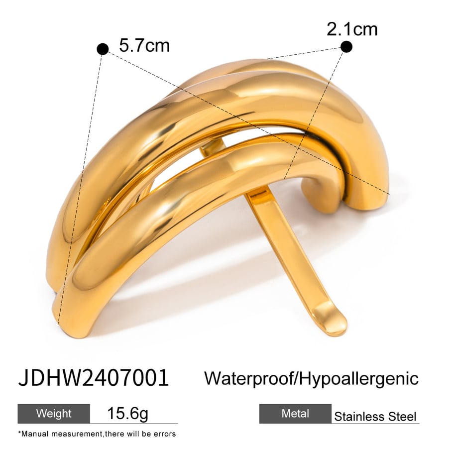 1 Pair Simple Series ins style Geometric Stainless Steel 18K Gold Plated Women Hair Clips Picture2