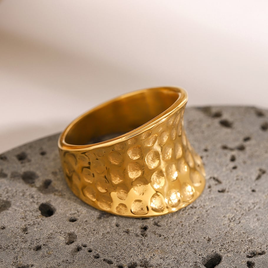 1 Pair Simple Retro Style Solid Color Stainless Steel 18K Gold Plated Women's Single Ring 