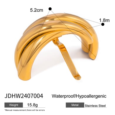 1 pair simple series  style geometric stainless steel  gold plated women hair clips h5 Picture2