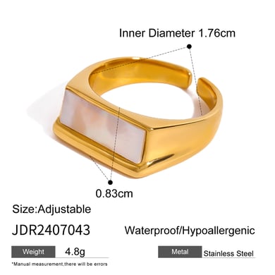 1 Paar Simple Series Klassische geometrische Edelstahl 18 Karat vergoldete Muschel verstellbare Damenringe h5 Bild2