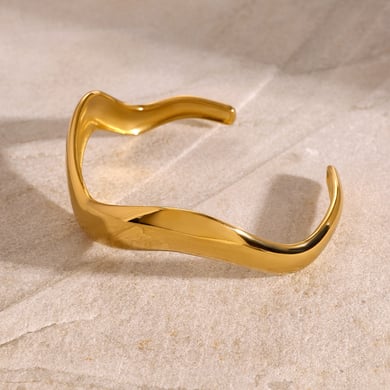 1 Piece Simple Series Simple Solid Color Stainless Steel 18K Gold Plated Women Bangles h5 