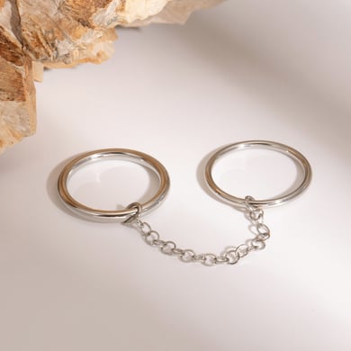 1 Pair Simple Style Solid Color Stainless Steel Women's Single Ring h5 