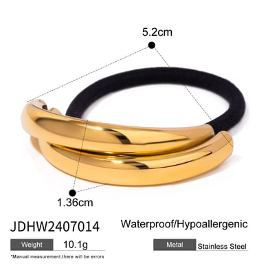 1 Paar Simple Series Einfache einfarbige Edelstahl-Haarbänder mit 18 Karat Goldbeschichtung für Damen h5 Bild2