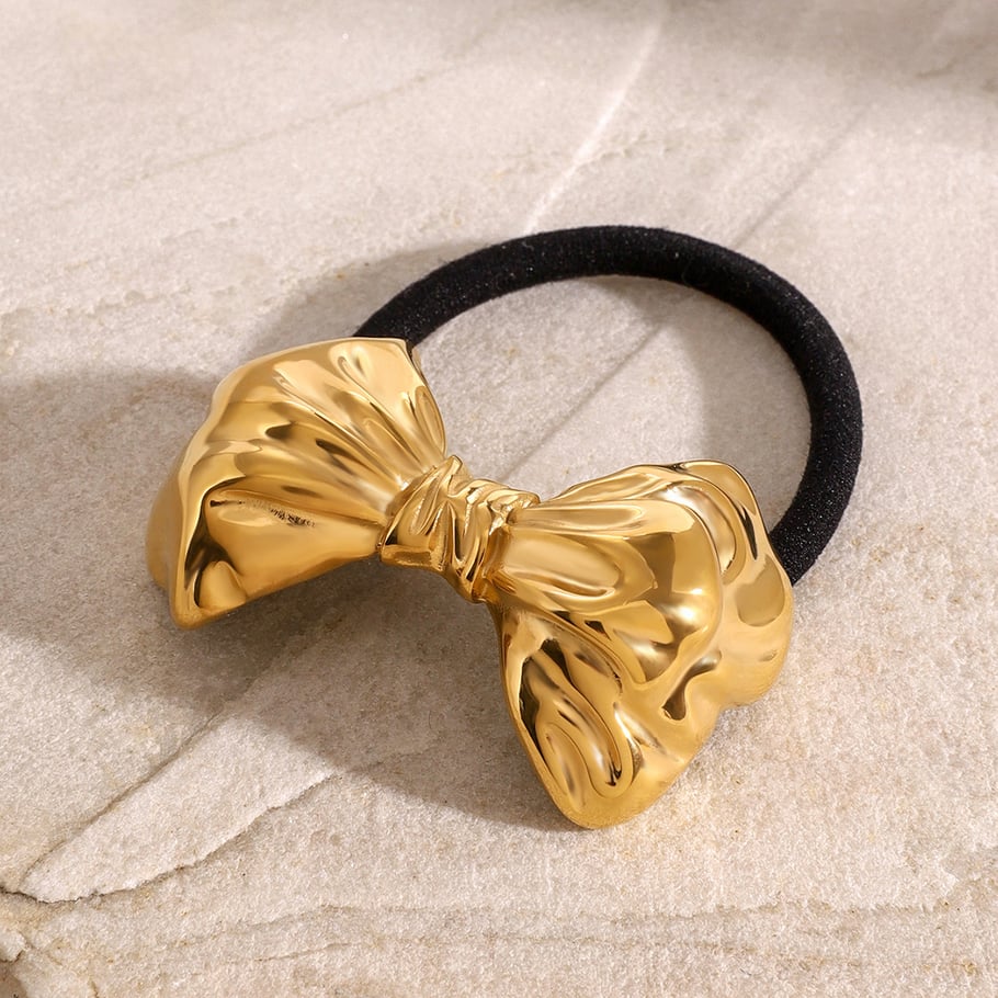 1 Paar Simple Series Retro Schleife Knoten Edelstahl 18K vergoldet Damen Haarbänder 