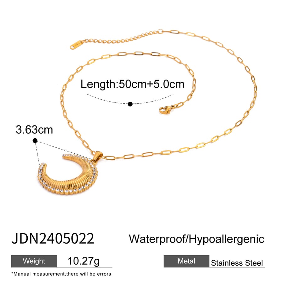 1 Piece Simple Series Punk Sun/Moon Stainless Steel 18K Gold Plated Rhinestone Women Pendant necklaces Picture2