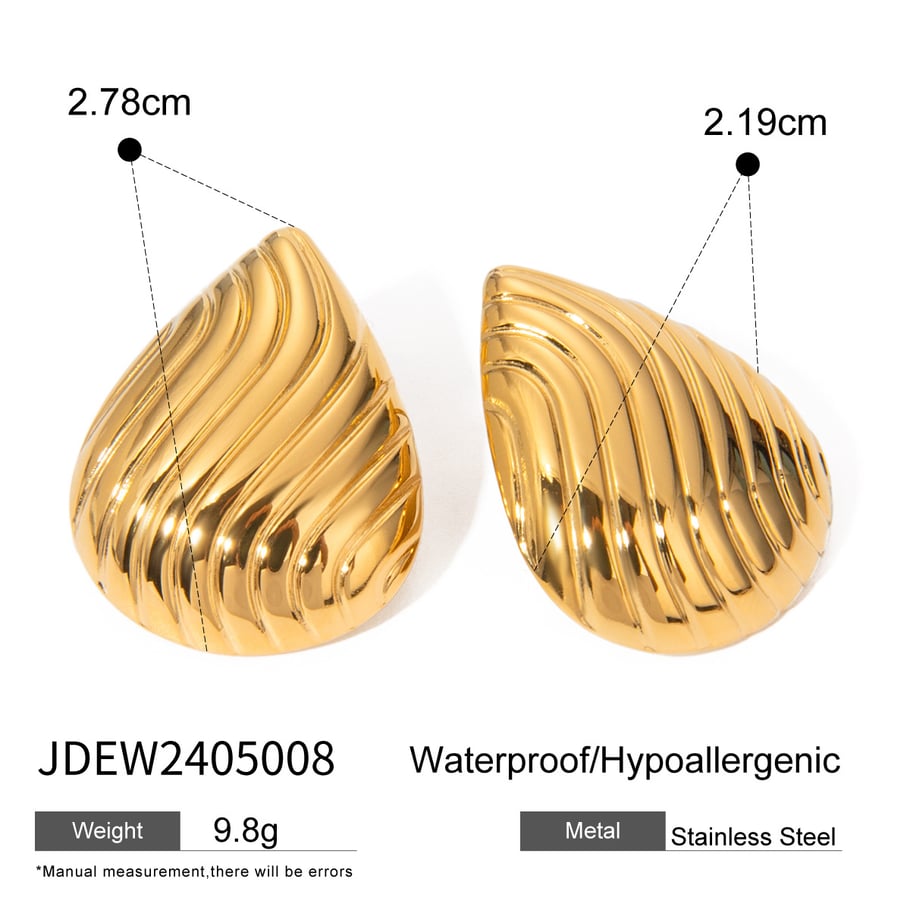 1 Pair Simple Series Simple Droplet Stainless Steel 18K Gold Plated Women Stud Earrings Picture2