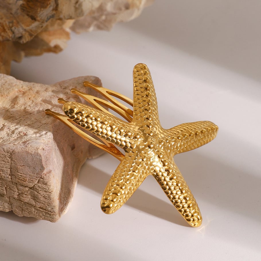 1 Pair Simple Series ins style Turtle Stainless Steel 18K Gold Plated Women Hair Clips 