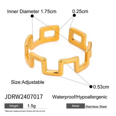 1 Paar Simple Series Einfache geometrische Edelstahl 18 Karat vergoldete verstellbare Damenringe h5 Bild2
