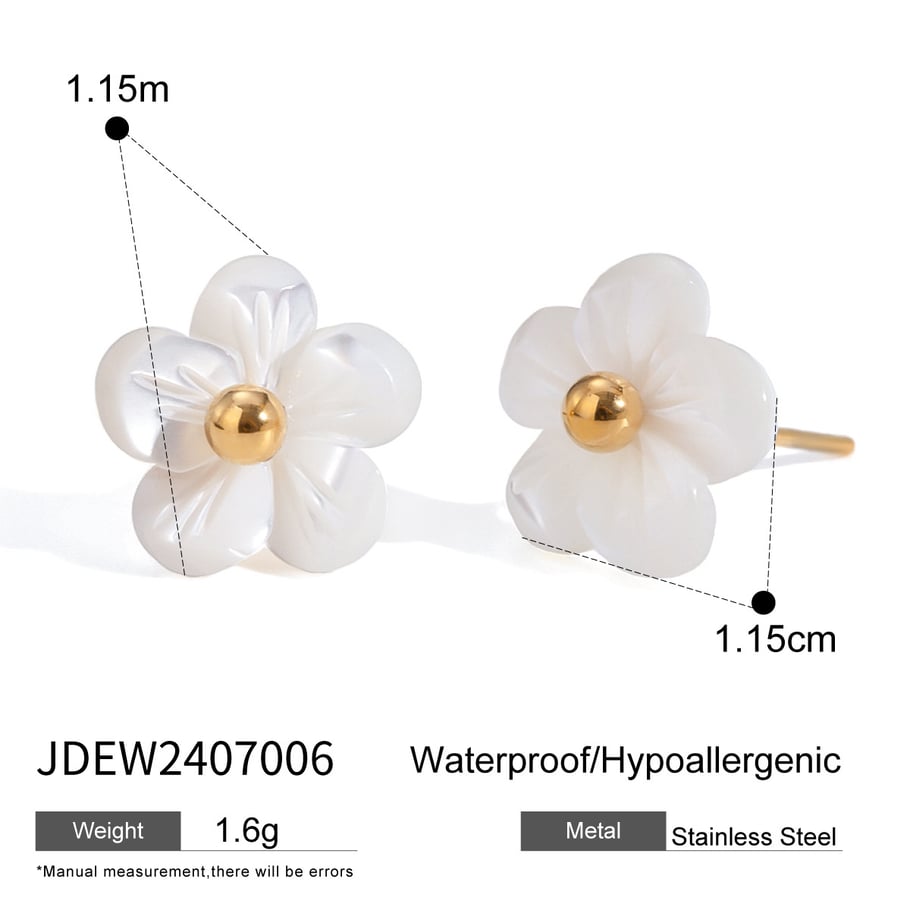 1 Pair Romantic Series Sweet Flower Stainless Steel 18K Gold Plated Women Stud Earrings Picture2