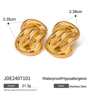 1 Paar Simple Series Retro Twist Edelstahl 18 Karat vergoldete Damen-Ohrstecker h5 Bild2