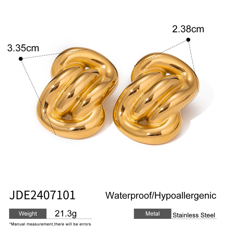 1 Paar Simple Series Retro Twist Edelstahl 18 Karat vergoldete Damen-Ohrstecker Bild2