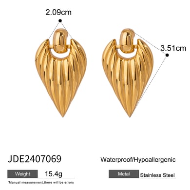 1 Pair Simple Series Retro Heart Stainless Steel 18K Gold Plated Women Drop Earrings h5 Picture2