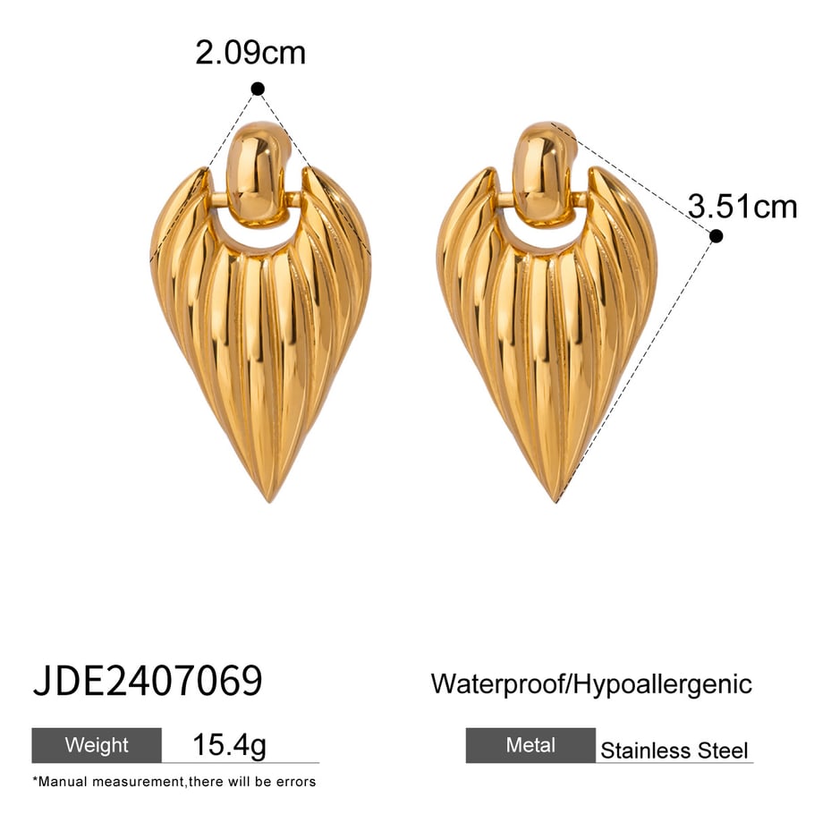 1 Pair Simple Series Retro Heart Stainless Steel 18K Gold Plated Women Drop Earrings Picture2
