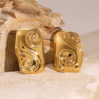 1 Pair Simple Series Simple Geometric Stainless Steel 18K Gold Plated Women Stud Earrings h5 