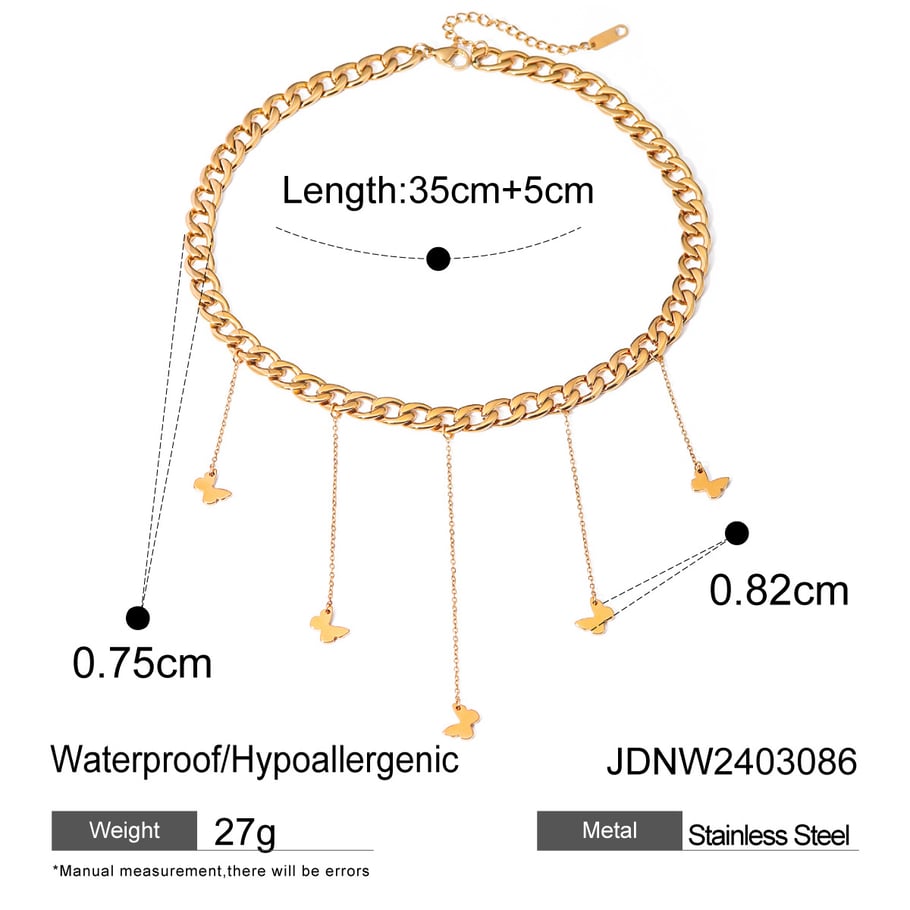 1 Piece Simple Series Sweet Butterfly Stainless Steel 18K Gold Plated Women Pendant necklaces Picture2