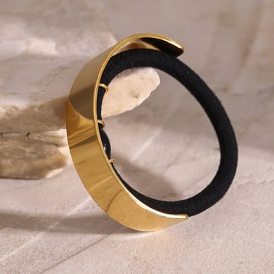 1 Paar Simple Series Einfache einfarbige Edelstahl-Haarbänder mit 18 Karat Goldbeschichtung für Damen h5 