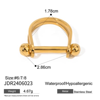 1 Pair Simple Series Simple Geometric Stainless Steel 18K Gold Plated Artificial Pearl Women Single Ring h5 Picture2