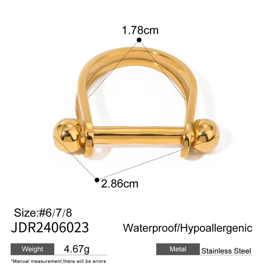 1 Pair Simple Series Simple Geometric Stainless Steel 18K Gold Plated Artificial Pearl Women Single Ring Picture2