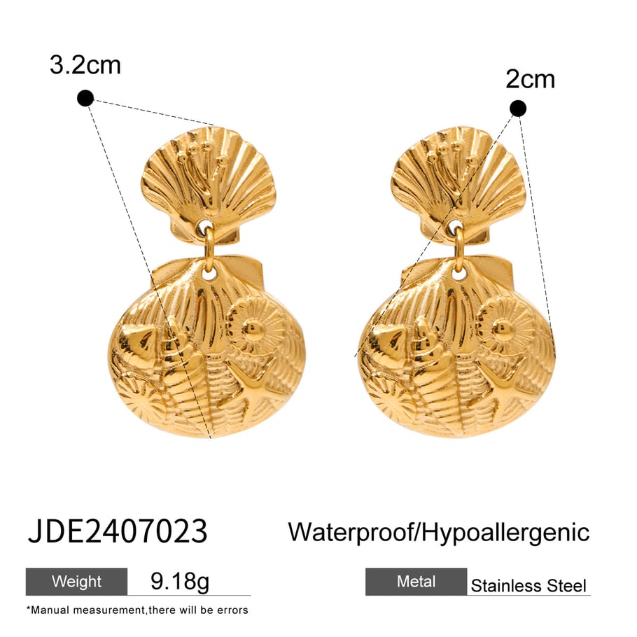 1 Pair Classic Series Retro Turtle Stainless Steel 18K Gold Plated Women Drop Earrings Picture2