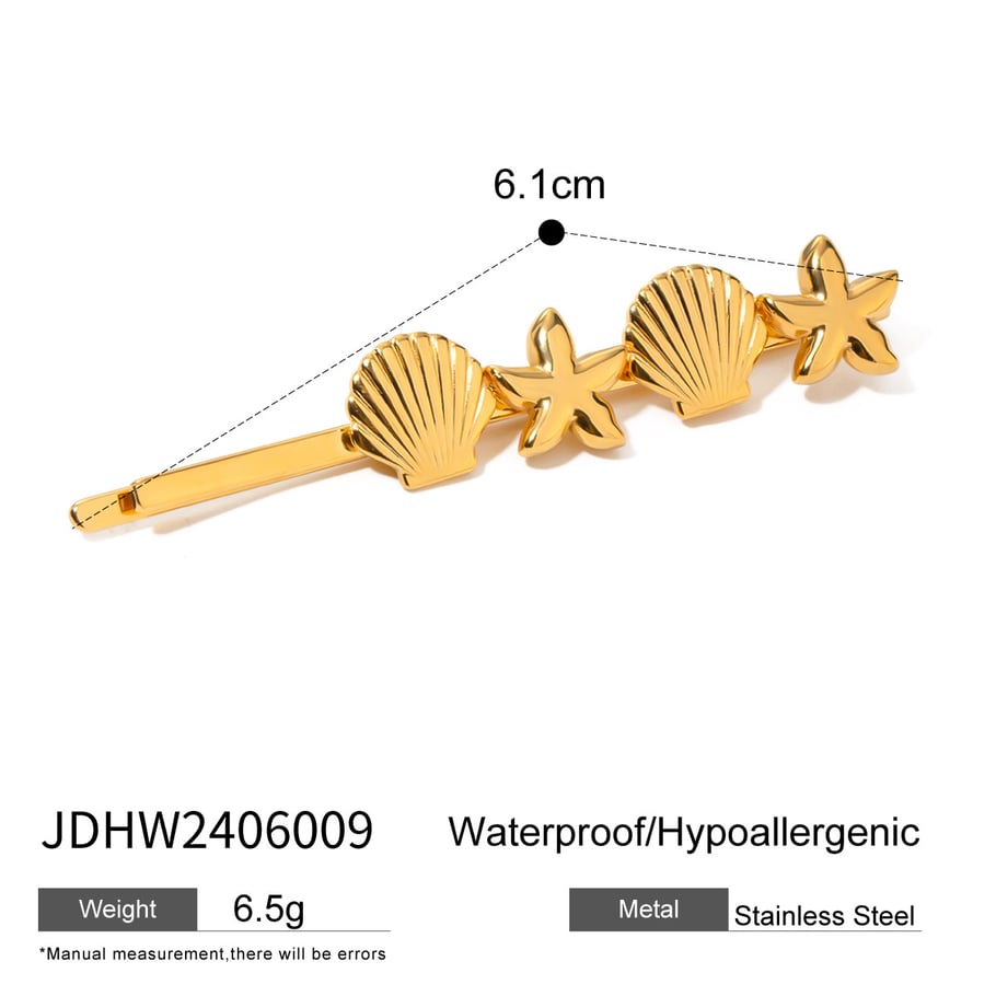 1 Pair Simple Series ins style Turtle Stainless Steel 18K Gold Plated Women Hair Clips Picture2