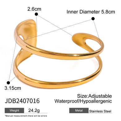 1 Piece Simple Series Simple Solid Color Stainless Steel 18K Gold Plated Women Bangles h5 Picture2