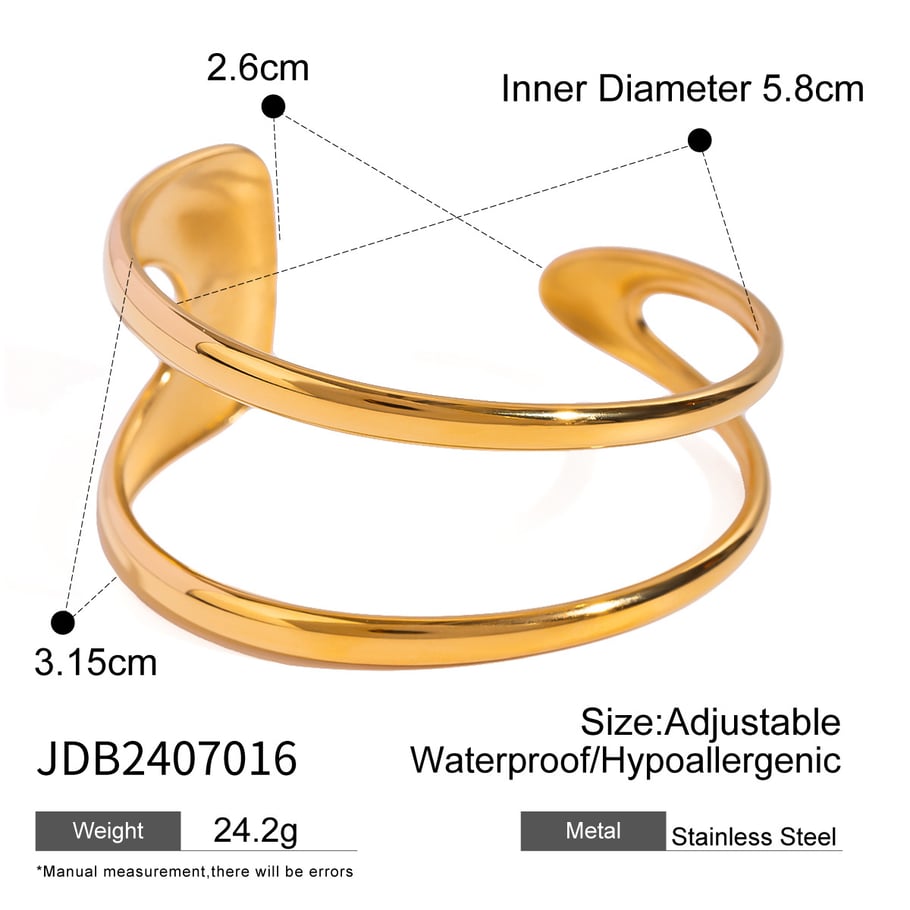 1 Piece Simple Series Simple Solid Color Stainless Steel 18K Gold Plated Women Bangles Picture2