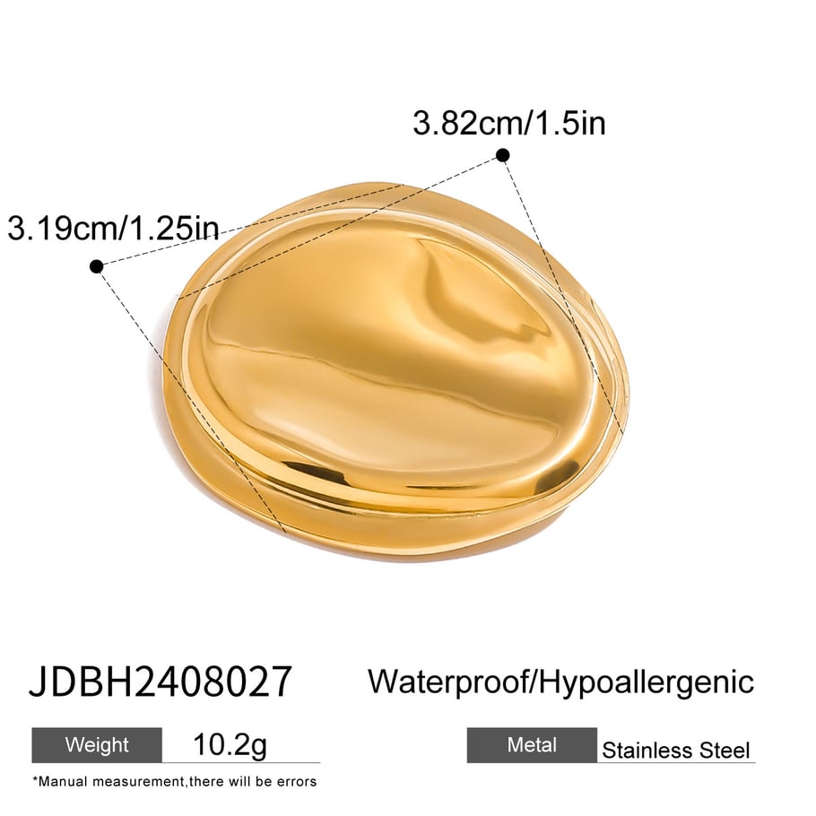 1 Paar Simple Series Einfache, einfarbige Edelstahl-Broschen mit 18 Karat Goldbeschichtung für Damen Bild2