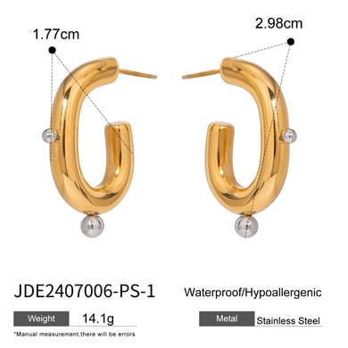 1 Pair Simple Series ins style Geometric Stainless Steel 18K Gold Plated Artificial Pearl Women Hoop Earrings h5 Picture2