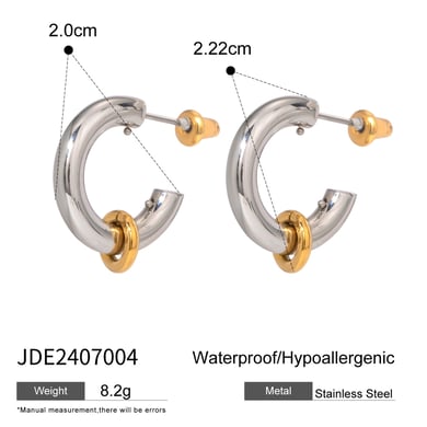 1 Pair Simple Series Simple Geometric Stainless Steel 18K Gold Plated Women Hoop Earrings h5 Picture2