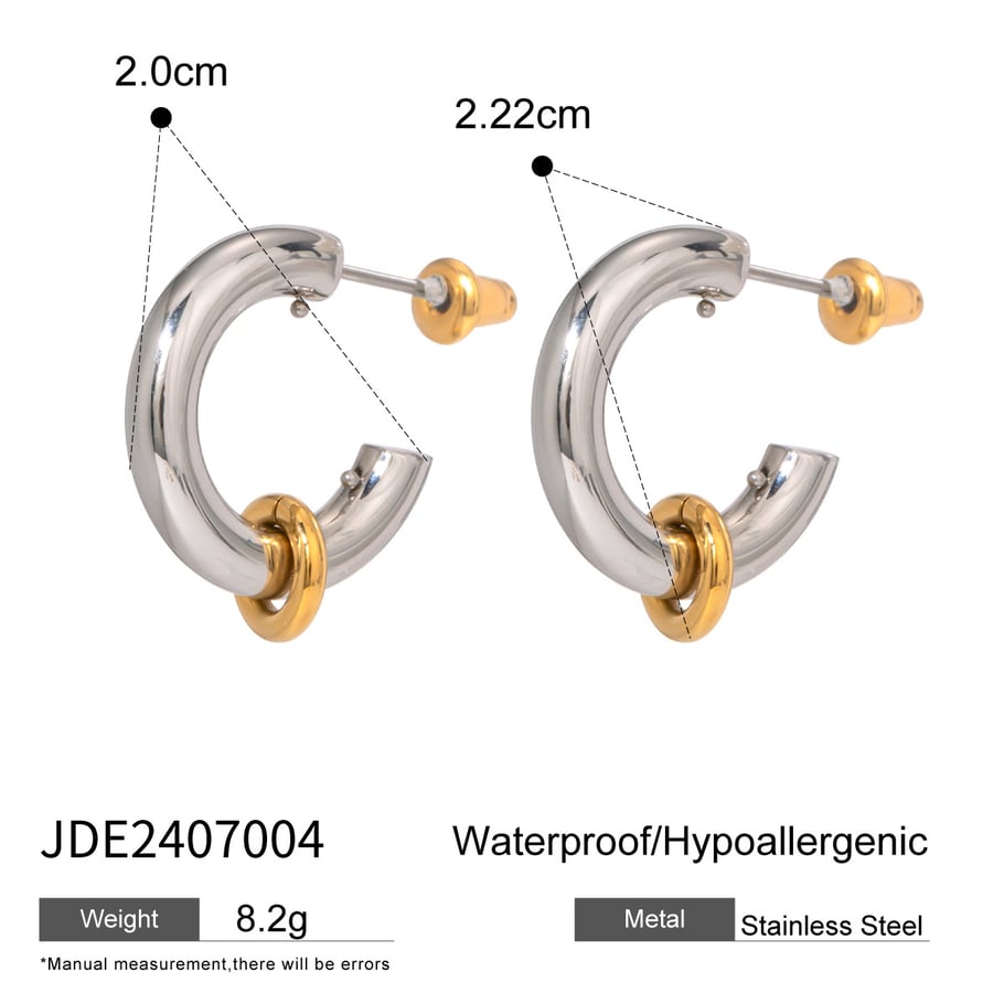 1 Pair Simple Series Simple Geometric Stainless Steel 18K Gold Plated Women Hoop Earrings Picture2