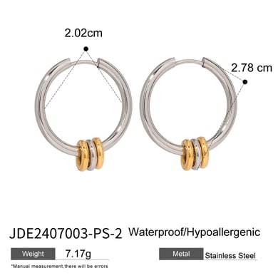 1 Pair Simple Series ins style Geometric Stainless Steel 18K Gold Plated Women Hoop Earrings h5 Picture2