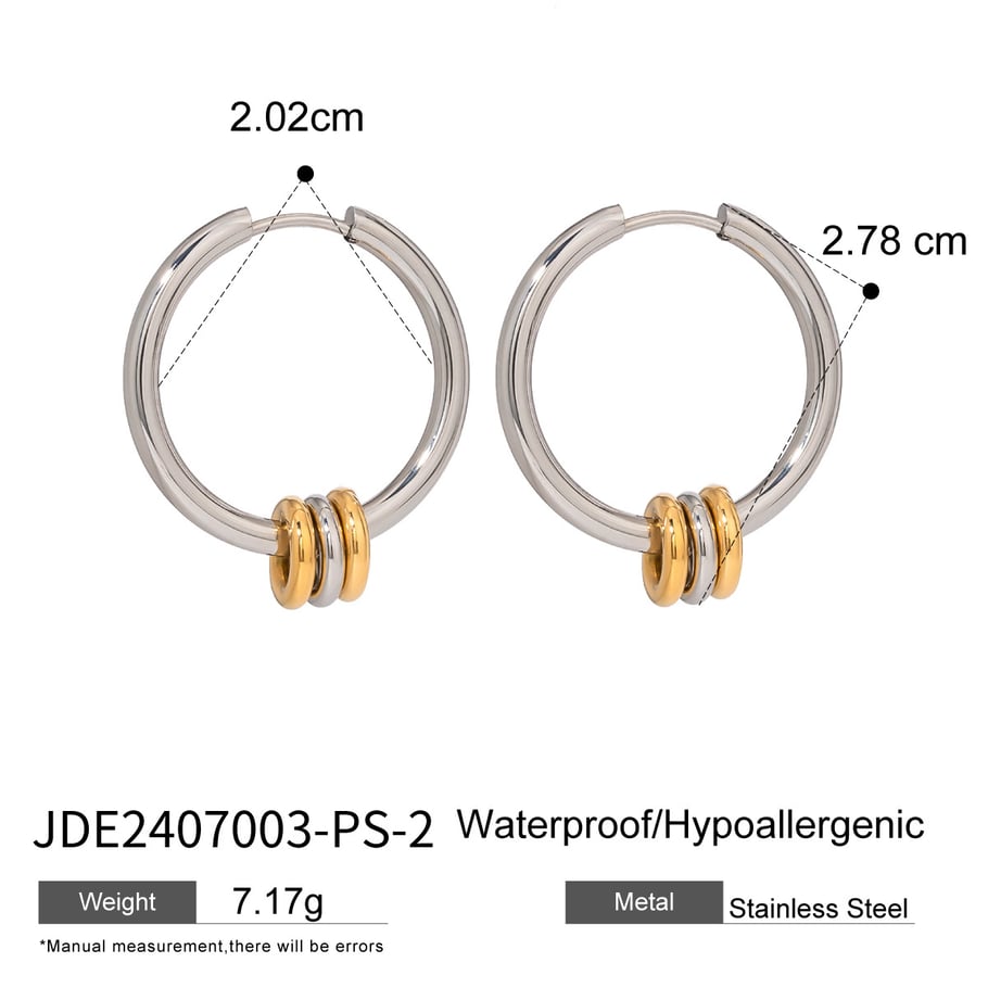 1 Pair Simple Series ins style Geometric Stainless Steel 18K Gold Plated Women Hoop Earrings Picture2