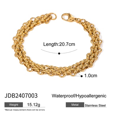 1 Piece Simple Series Punk Chain Stainless Steel 18K Gold Plated Women chain bracelets h5 Picture2