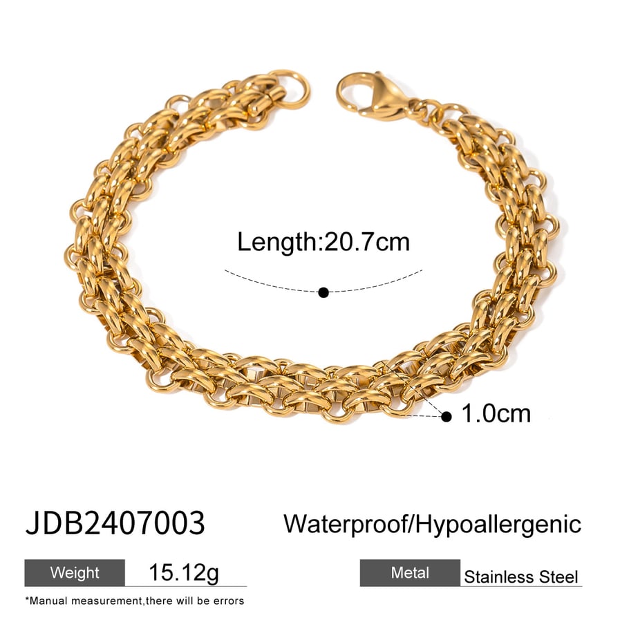1 Piece Simple Series Punk Chain Stainless Steel 18K Gold Plated Women chain bracelets Picture2