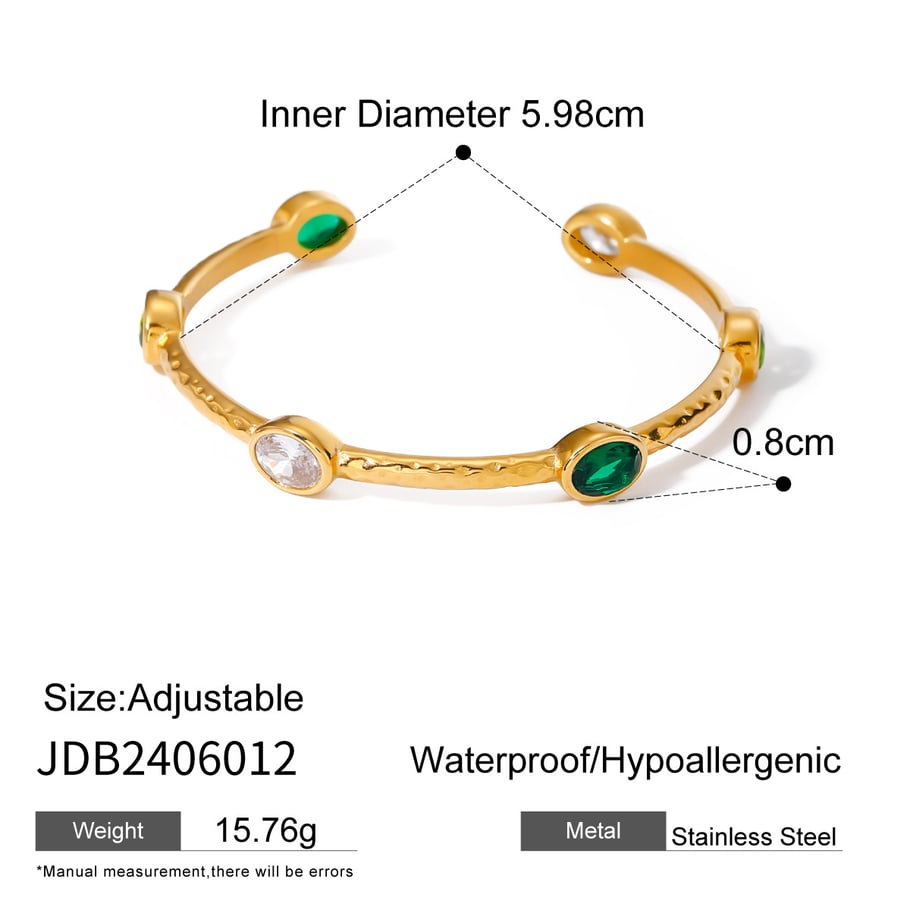 1 Piece Simple Series ins style Geometric Stainless Steel 18K Gold Plated Zircon Women Bangles Picture2