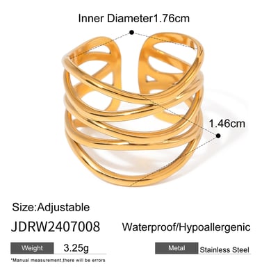 1 Paar Simple Series Simple Line Edelstahl 18 Karat vergoldete verstellbare Damenringe h5 Bild2