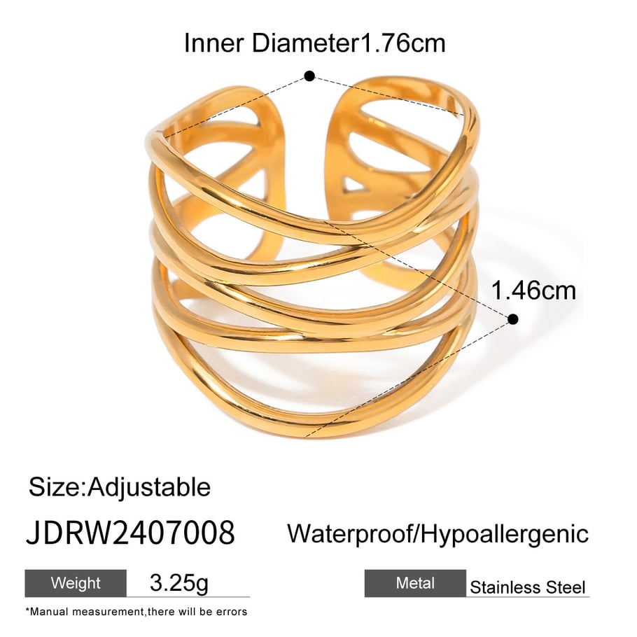 1 Paar Simple Series Simple Line Edelstahl 18 Karat vergoldete verstellbare Damenringe Bild2