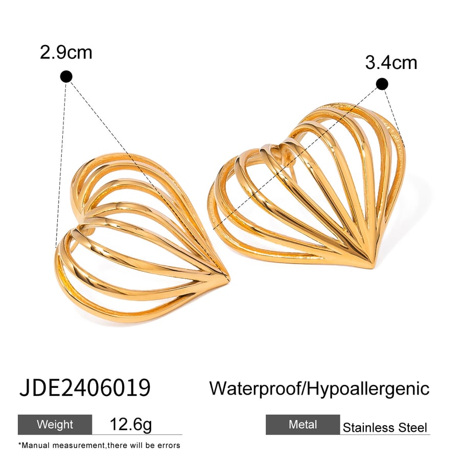1 Pair Simple Series ins style Heart Stainless Steel 18K Gold Plated Women Stud Earrings Picture2