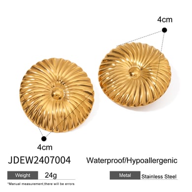 1 Pair Simple Series Retro Flower Stainless Steel 18K Gold Plated Women Stud Earrings h5 Picture2