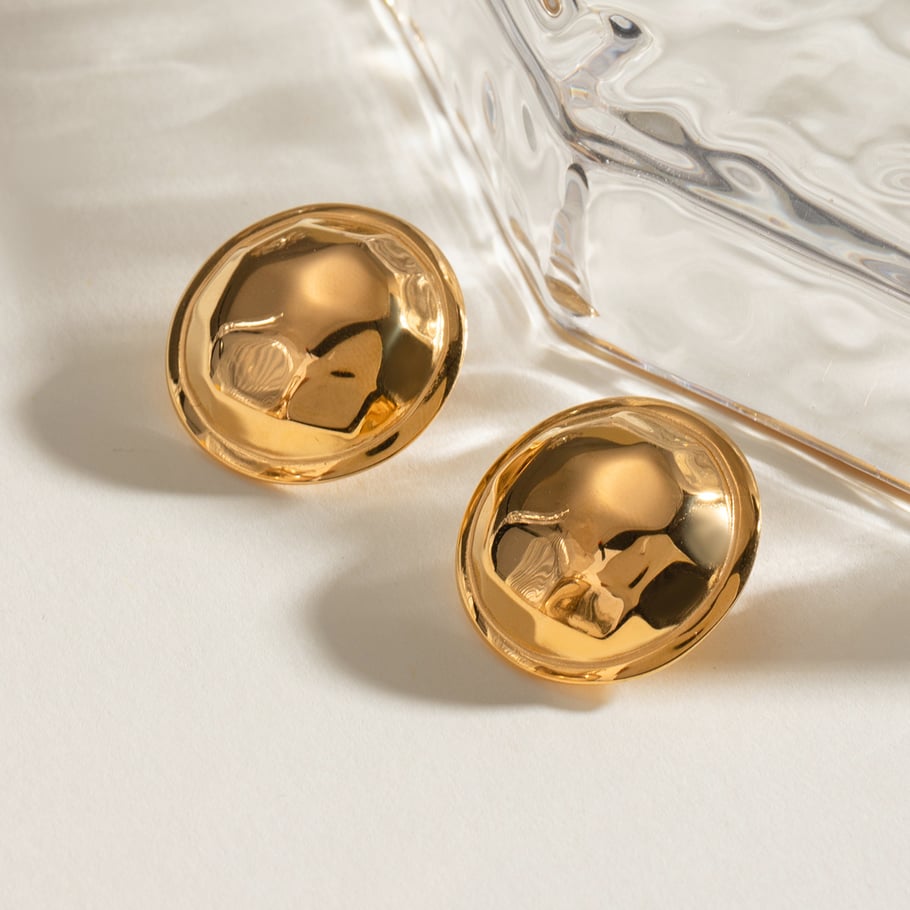 1 Pair Simple Series Simple Geometric Stainless Steel 18K Gold Plated Women Stud Earrings 