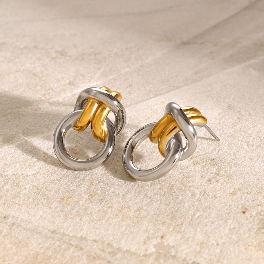 1 Pair Simple Series ins style Geometric Stainless Steel 18K Gold Plated Women Stud Earrings 