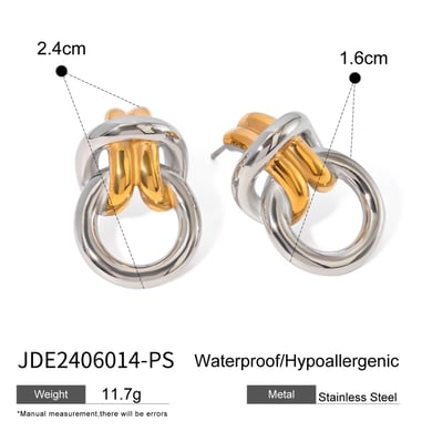 1 Pair Simple Series ins style Geometric Stainless Steel 18K Gold Plated Women Stud Earrings h5 Picture2