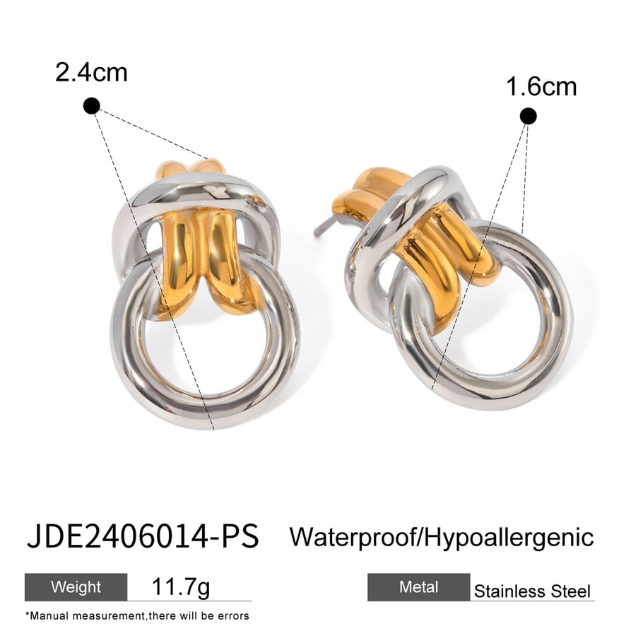 1 Pair Simple Series ins style Geometric Stainless Steel 18K Gold Plated Women Stud Earrings Picture2