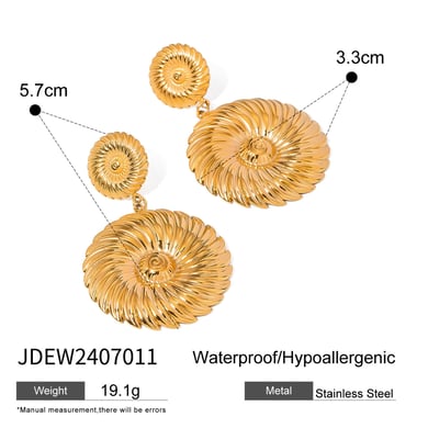 1 Pair Classic Series Retro Flower Stainless Steel 18K Gold Plated Women Drop Earrings h5 Picture2