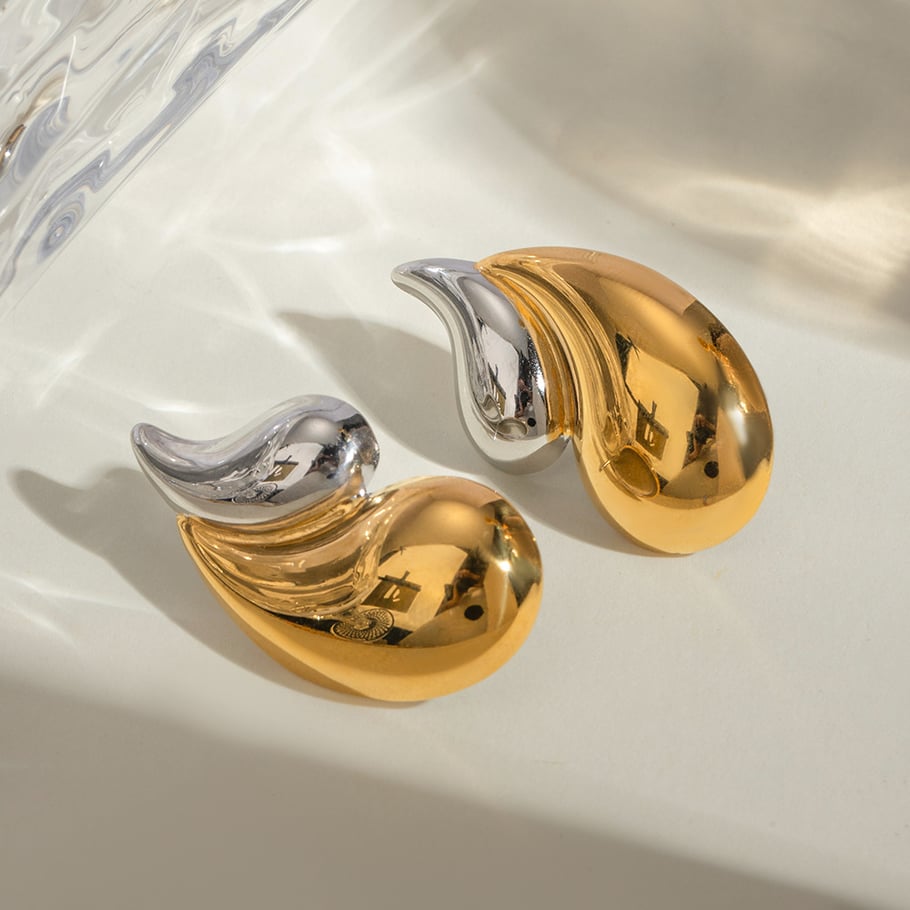 1 Paar einfache Serie im Ins-Stil Tropfen Edelstahl 18 Karat vergoldet Damen Ohrstecker 