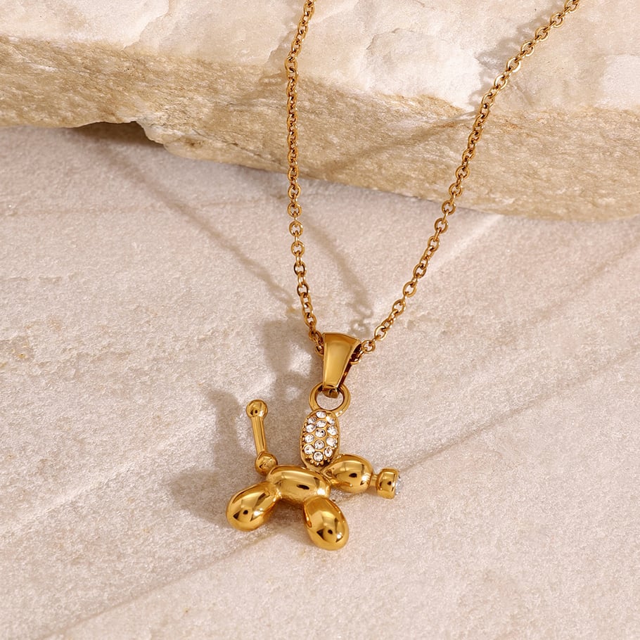 1 Piece Simple Series Cute Animal Stainless Steel 18K Gold Plated Rhinestone Women Pendant necklaces 